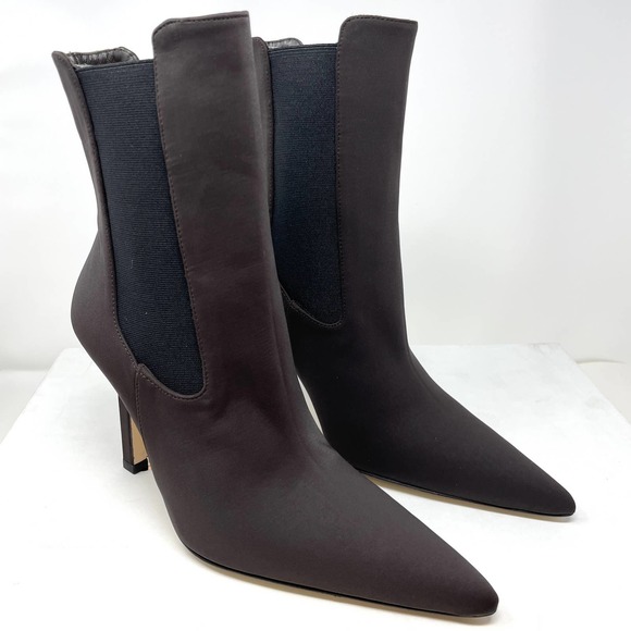 Good American Neoprene Pointed Toe Ankle Booties In Brown Size 7.5 New - Picture 2 of 11